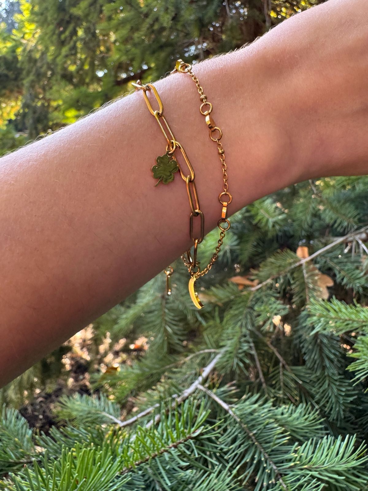 Pulsera de eslabones con cadena delgada y dijes