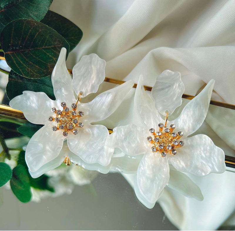Aros colgantes flor XL con centro de puntos de luz