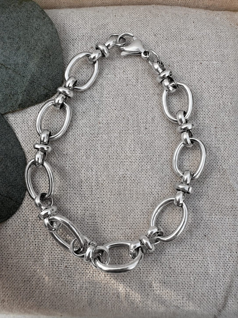 Pulsera de eslabones plateada