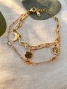 Pulsera de eslabones con cadena delgada y dijes