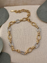 Pulsera de eslabón bañado en oro 18K con detalles de eslabones de plata