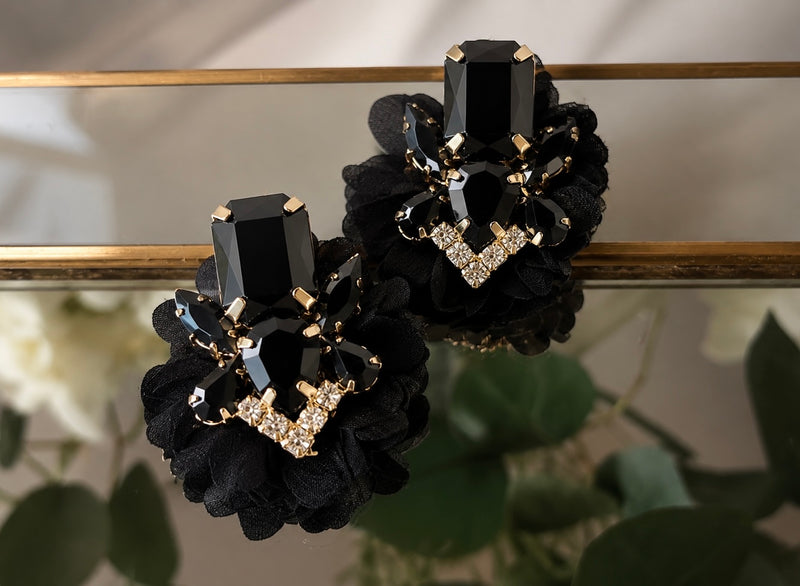 Aros efecto cristal con detalle floral