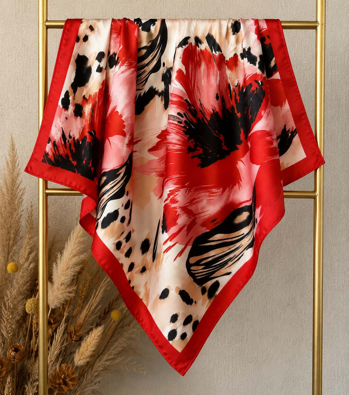 Pañuelo rojo con detalles nude