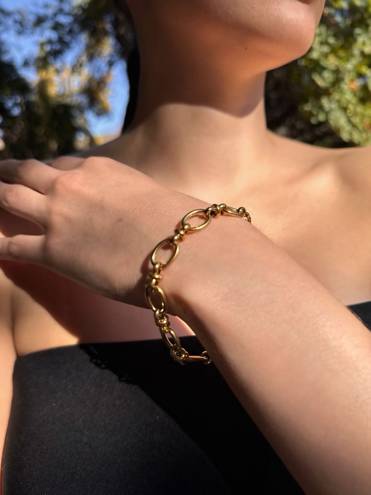 Pulsera de eslabones bañado en oro 18K