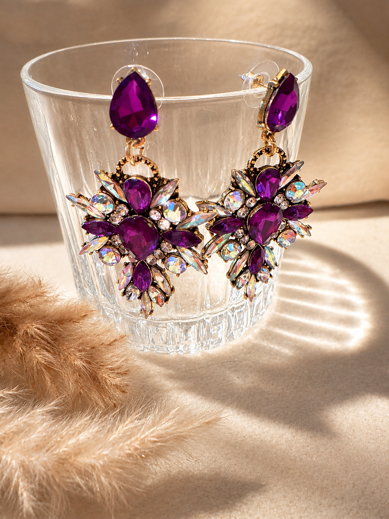 Aros colgantes efecto cristal