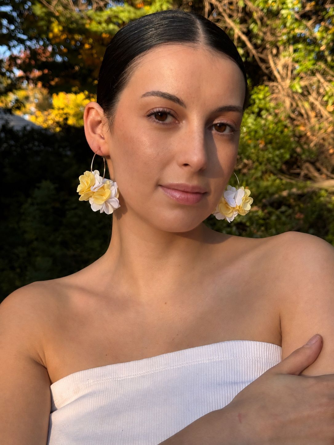 Argolla con flores de tela